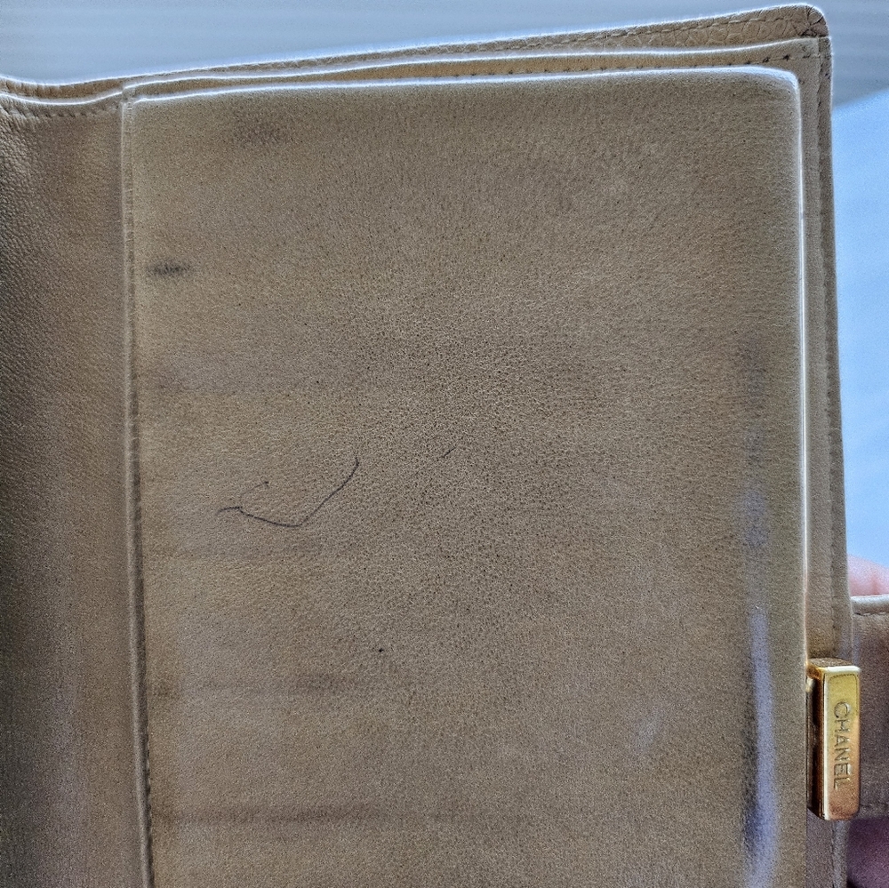 VGUC Chanel Caviar Leather Kisslock Beige Wallet Vintage - Picture 13 of 17